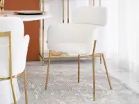 Krzesło biagio biały boucle, podstawa złoty