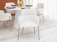 Krzesło biagio biały boucle, podstawa złoty