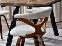 Drewniane krzesło do jadalni BONITO POPIEL NOGA - ORZECH - popielaty kolor materiału