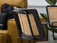 Krzesło rattanowe retro CECIL KHAKI TKANINA  - czarne drewno na oparciu