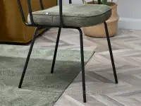 Krzesło rattanowe retro CECIL KHAKI TKANINA - metalowa solidna podstawa