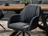 Krzesło skórzane do jadalni CHIARA CZARNY EKOSKÓRA - krzesło z obrotowym siedziskiem