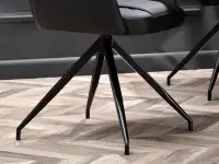 Krzesło skórzane do jadalni CHIARA CZARNY EKOSKÓRA - krzesło na czarnej podstawie