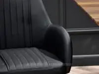 Krzesło skórzane do jadalni CHIARA CZARNY EKOSKÓRA - wygodne krzesło z podłokietnikami
