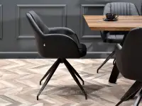 Krzesło skórzane do jadalni CHIARA CZARNY EKOSKÓRA - industrialne krzesło do jadalni