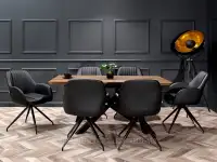 Krzesło skórzane do jadalni CHIARA CZARNY EKOSKÓRA - czarne krzesła do jadalni