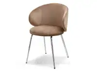 Welurowe beżowe krzesło CINDY - ZŁOTA PODSTAWA - możliwość zmiany koloru nóg na chrom