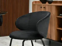 Wygodne krzesło z weluru CINDY CZARNE - wygodne krzesło