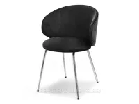 Wygodne krzesło z weluru CINDY CZARNE - możliwość zamówienia nogi w kolorze chrom