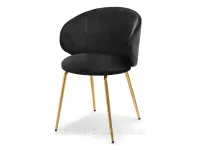 Wygodne krzesło z weluru CINDY CZARNE - możliwość zamówienia nogi w kolorze złotym