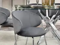 Krzesło tapicerowane welurem CINDY GRAFIT NOGA CHROM - krzesło z wygodnym siedziskiem