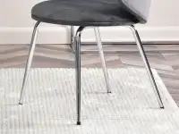 Krzesło tapicerowane welurem CINDY GRAFIT NOGA CHROM - krzesło na srebrnych nogach