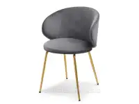 Krzesło tapicerowane welurem CINDY GRAFIT NOGA ZŁOTY