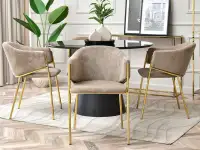 Krzesło tapicerowane beżowe CLOE NA ZŁOTYCH NOGACH - zestaw krzeseł ze stołem OTTAWA