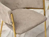 Krzesło tapicerowane beżowe CLOE NA ZŁOTYCH NOGACH - krzesło na złotym stelażu