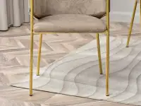 Krzesło tapicerowane beżowe CLOE NA ZŁOTYCH NOGACH - złote krzesło do jadalni