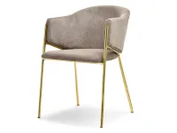 Krzesło tapicerowane beżowe CLOE NA ZŁOTYCH NOGACH