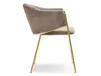 Krzesło tapicerowane beżowe CLOE NA ZŁOTYCH NOGACH - bok