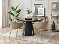 Krzesło tapicerowane beżowe CLOE NA ZŁOTYCH NOGACH - zestaw krzeseł do stołu
