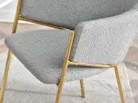 Krzesło tapicerowane plecioną tkaniną CLOE SZARY - ZŁOTY - detale