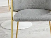 Krzesło tapicerowane plecioną tkaniną CLOE SZARY - ZŁOTY - wygodne siedzisko