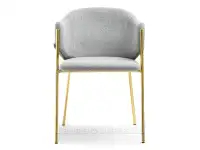 Krzesło tapicerowane plecioną tkaniną CLOE SZARY - ZŁOTY - przód