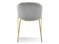 Krzesło tapicerowane plecioną tkaniną CLOE SZARY - ZŁOTY - tył