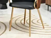 Stylowe krzesło ELIVIRA CZARNE ORZECH ZŁOTA PODSTAWA  - złota podstawa