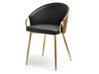 Produkt: Krzesło elvira orzech czarny skóra eklologiczna, podstawa złoty