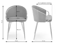 Stylowe krzesło ELIVIRA CZARNE ORZECH ZŁOTA PODSTAWA - wymiary