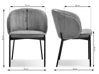 Krzesło kubełkowe FELICE BEŻOWE NA CZARNYCH NOGACH - wymiary krzesła