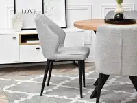 Krzesło tapicerowane GASPAR SZARY - CZARNE NOGI - profil