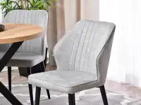 Krzesło tapicerowane GASPAR SZARY - CZARNE NOGI - komfortowe siedzisko