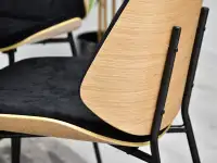 CZARNE krzesło JORDI z drewnem DĄB - czarne krzesło z drewna giętego i tkaniny