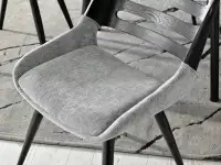 Krzesło tapicerowane tkaniną KANSAS SZARE I CZARNE NOGI - miękkie siedzisko