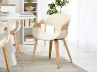 Krzesło baranek z giętego drewna KORA KREMOWY - DĄB - wygodne krzesło do salonu