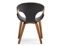 Kubełkowe krzesło ze skóry ekologicznej KORA ORZECH CZARNY - tył