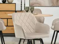 Pikowane krzesło welurowe LOGAN ROT BEŻ - CZARNY - komfortowe siedzisko