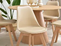 Krzesło kuchenne na drewnianych nogach LUIS WOOD BEŻ - BUK - komfortowe siedzisko