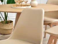 Krzesło kuchenne na drewnianych nogach LUIS WOOD BEŻ - BUK - oparcie z tworzywa