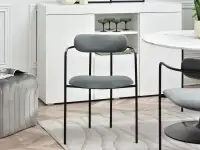 Designerskie krzesło kuchenne MALAGA SZARY WELUR - CZARNY STELAŻ - nowoczesna forma