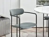 Designerskie krzesło kuchenne MALAGA SZARY WELUR - CZARNY STELAŻ - oryginalne siedzisko