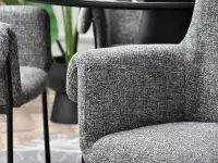 Szare krzesło tapicerowane MATIAS - CZARNE NOGI - krzesło z podłokietnikami