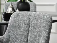 Szare krzesło tapicerowane MATIAS - CZARNE NOGI - krzesło z plecioną tkaniną