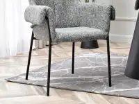 Szare krzesło tapicerowane MATIAS - CZARNE NOGI - krzesło na czarnym stelażu