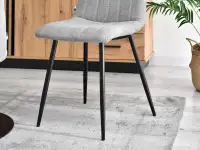 Krzesło tapicerowane kuchenne MEGAN SZARE - CZARNE NOGI - stabilna noga