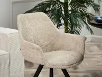 Krzesło boucle z podłokietnikami MIRA BEŻOWY - CZARNY - tapicerowane krzesło jadalniane