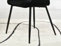 Krzesło tapicerowane do jadalni MORGAN CZARNY WELUR - czarna podstawa