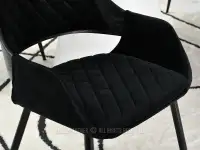 Krzesło tapicerowane do jadalni MORGAN CZARNY WELUR - pikowane siedzisko