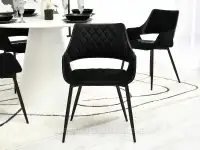 Krzesło tapicerowane do jadalni MORGAN CZARNY WELUR - nowoczesna forma